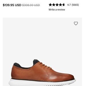 Zero Grand Cole Haan Brown Leather Perforated Oxford Sneaker
